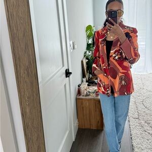 Harve Benard orange multi color blazer